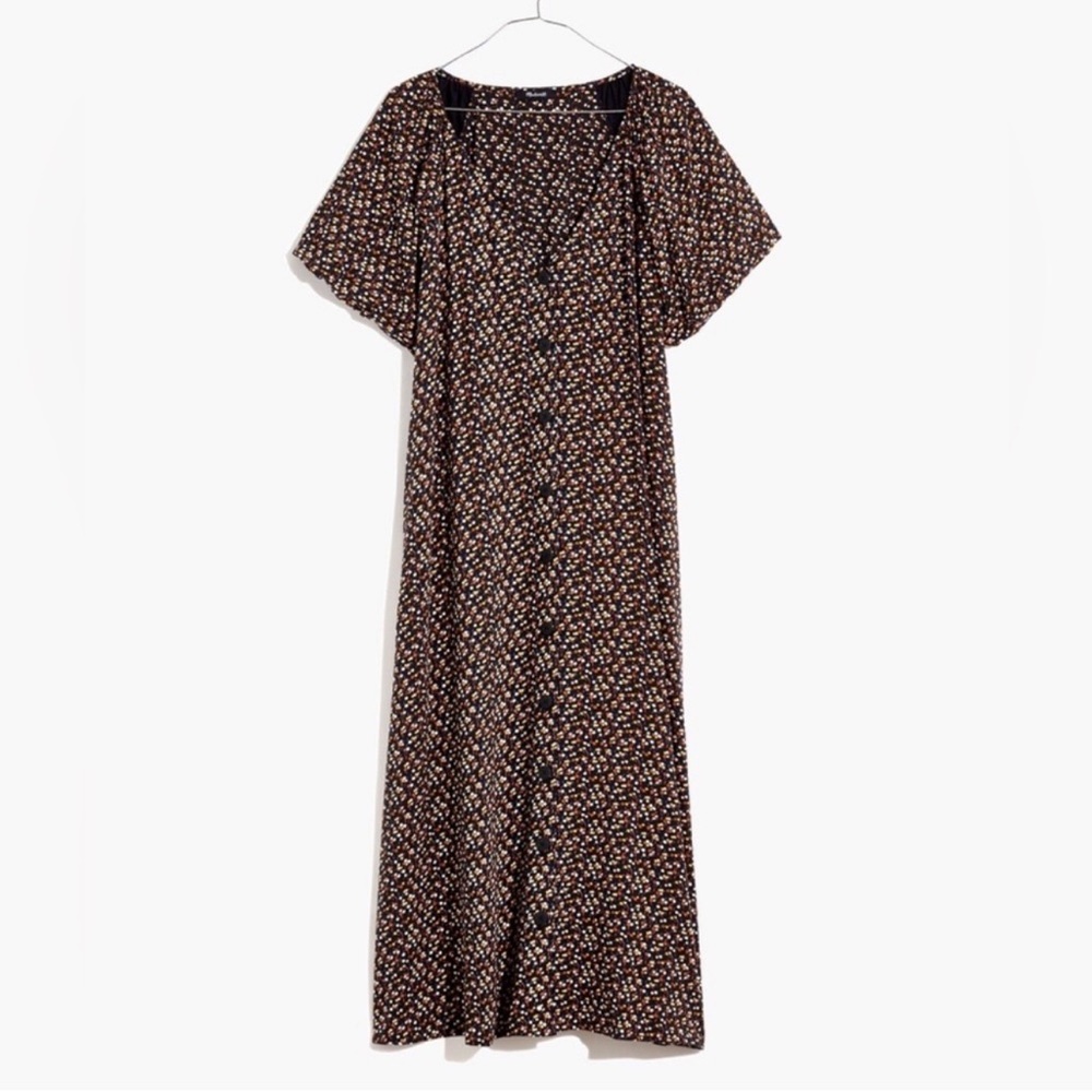 Madewell Black Floral Midi Dress